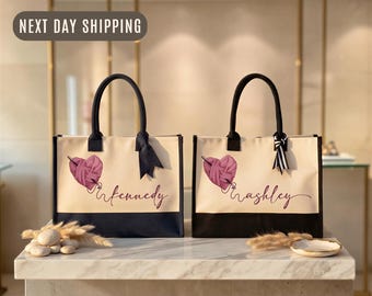 Knitting & Craft Lovers Custom Name Tote Bag, Personalized Yarn Bag, Gift for Crafters