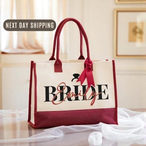 Custom Bride - Bridesmaid Tote Bag, Personalized Bachelorette Party Bag, Wedding Crew Canvas Tote, Bridal Gift Tote