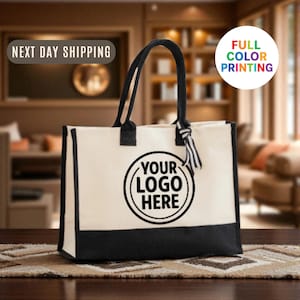 Logo or Text Custom Tote Bag, Personalized Name or Design Tote, Custom Printed Bag for Gifts, Work, or Everyday Use