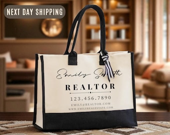 Realtor Tote Bag Personalized Business Tote Bag Custom Real Estate Agent Gift Bulk Business Logo Realtor Swag Real Estate Tote Bag