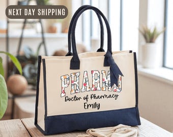 Custom PharmD Tote Bag, Doctor of Pharmacy Gift, Pharmacist Career Bag, Pharmacy Student School Bag, Pharmacy Staff Tote