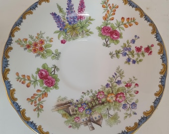 Aynsley GARDEN GATE Schotel bloemen bloemen gouden rand vintage jaren 1930