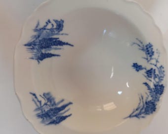 Delphinium Poppy Bowl Blue White Floral Myott & Sons England Lot of 2 Antique