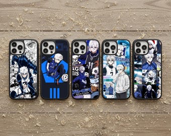 Étui pour portable Nagi Seishiro bleu avec cadenas, protection en caoutchouc pour football