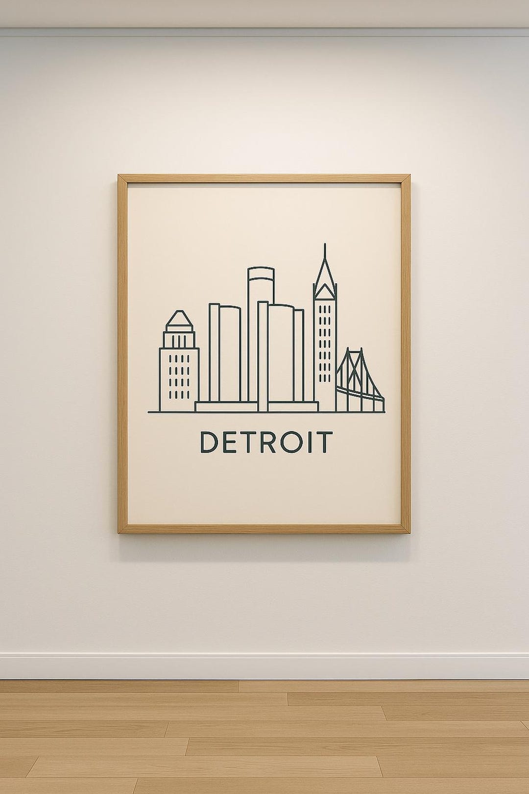 Modern Minimal Detroit Skyline Line Art Print | Simple City Outline ...