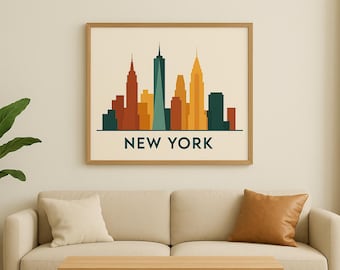NYC Skyline Art Print: Modern Minimalist Urban Poster (Digital Download)