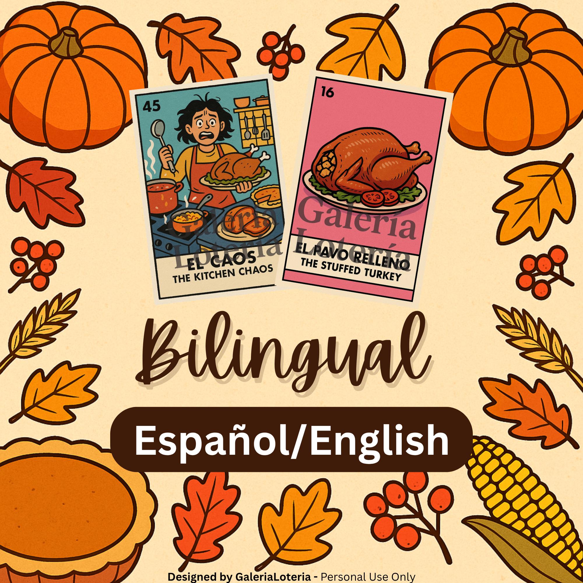 Thanksgiving Lotería Game 20 Tablas + Cards Printable Mexican Bingo