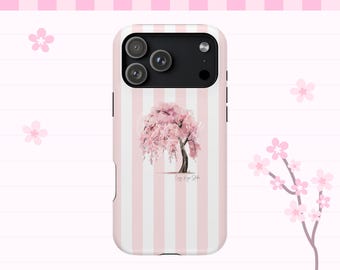 MagSafe iPhone-hoesje Sakura Tree iPhone-hoesje pastel kersenbloesem telefoonhoesje gezellige roze streep esthetische bloemen iPhone-hoesje cadeau voor haar