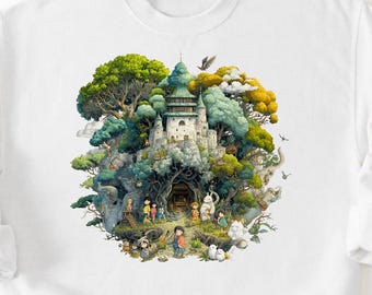 Studio Ghibli Shirt, Spirited Away and Totoro Tee, Hayao Miyazaki Apparel