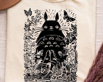 Vintage Totoro T-shirt and Sweatshirt, Studio Ghibli Anime Sketch Tee, Spirited Away Merchandise