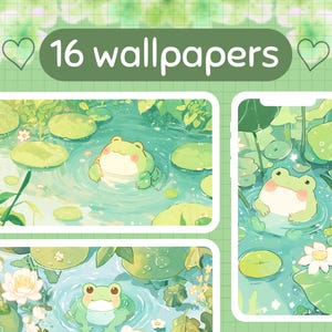 Fondos de pantalla de ranas kawaii: fondos de escritorio y teléfono (fondos de pantalla acogedores, descarga digital)