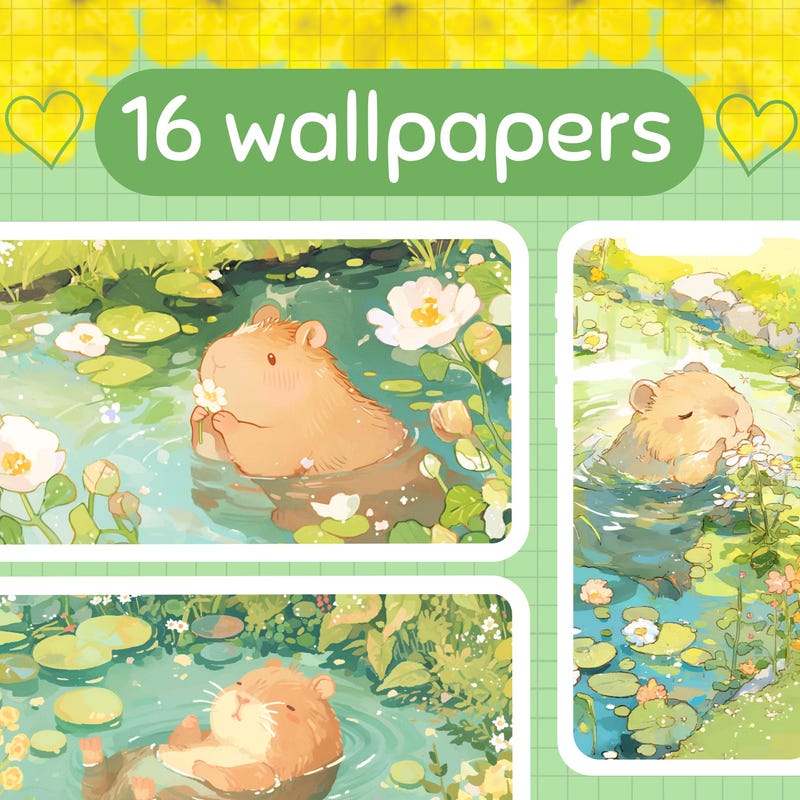 Capybara Desktop Wallpaper - Etsy