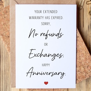 Funny Anniversary Card | I’m Yours No Refunds Love Card | Personalize Message Option