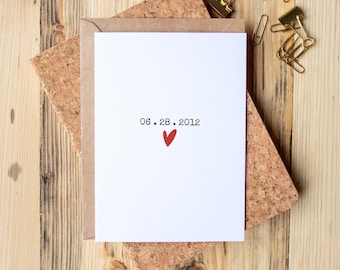Personalized Date Card | Custom Anniversary Card, Minimalist Love Card