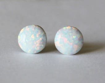 Opal imitation earrings opal stud black opal stud earrings blue opal stud earrings studs earrings iridescent opal earrings rainbow earrings