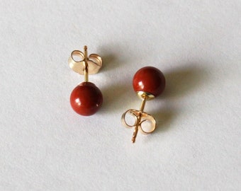caramel swirl design Christmas gift boho chic perfect gift Most popular earrings red coral and mookaite jasper earrings Birthday gift