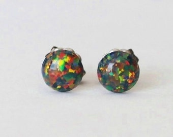 black opal stud earrings