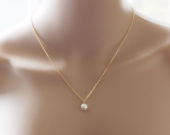 Bridesmaid gift Ivory pearl necklace bridesmaid custom pearl necklace Pearl pendant necklace Rose gold pearl necklace Gold bridal necklace