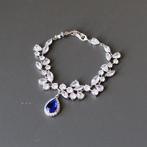 Plommonlila brudsmyckeset: Halsband, örhängen och armband med kubisk zirkonia bild 9