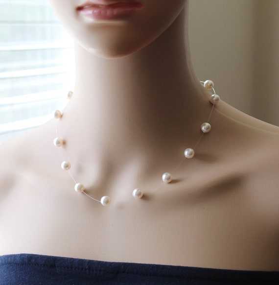 Floating illusion shop pearl necklace