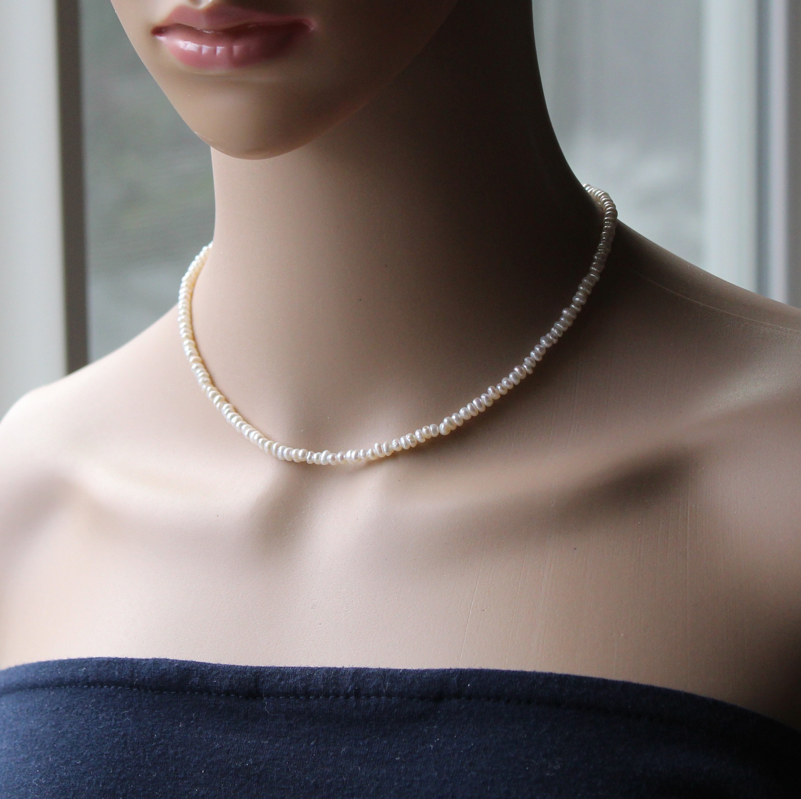 Pequeño collar de perlas dulce de 4 mm collar - España