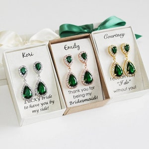 Emerald bridesmaid earrings Emerald wedding bracelet earrings necklace set Bridal green jewelry set Green bridesmaid necklace Wedding gift