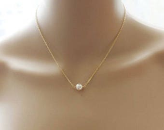 Set of 4 bridesmaid pearl necklaces,Bridesmaids gift, Bridal party necklace, Gold pearl necklace, Wedding pearl jewelry, Bridal jewelry gift