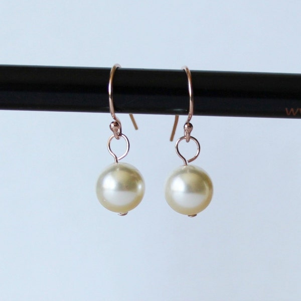 Rose gold pearl earrings- 14K rose gold fill pearl drop earrings- pink gold earrings- Bridesmaid earrings- Wedding pearl set 4, 5, 6, 7, 8