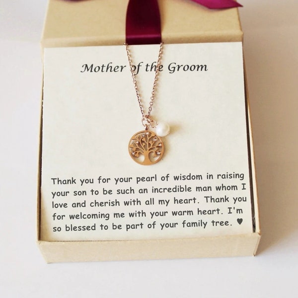 Tree of life fresh water pearl mothers necklace Mother of the groom gift Mother in law From the bride Mothers gift Pearl of wisdom mom xz1
