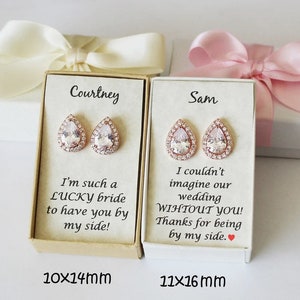 Custom personalized bridesmaid gift Engraved bridesmaid earrings Tear drop bridesmaid earring round earring gift custom message ribbon color image 8