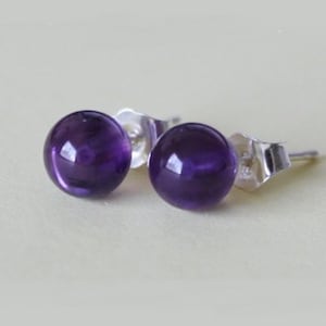 Natural Amethyst Earring Studs Purple Stone Earring Studs - Etsy