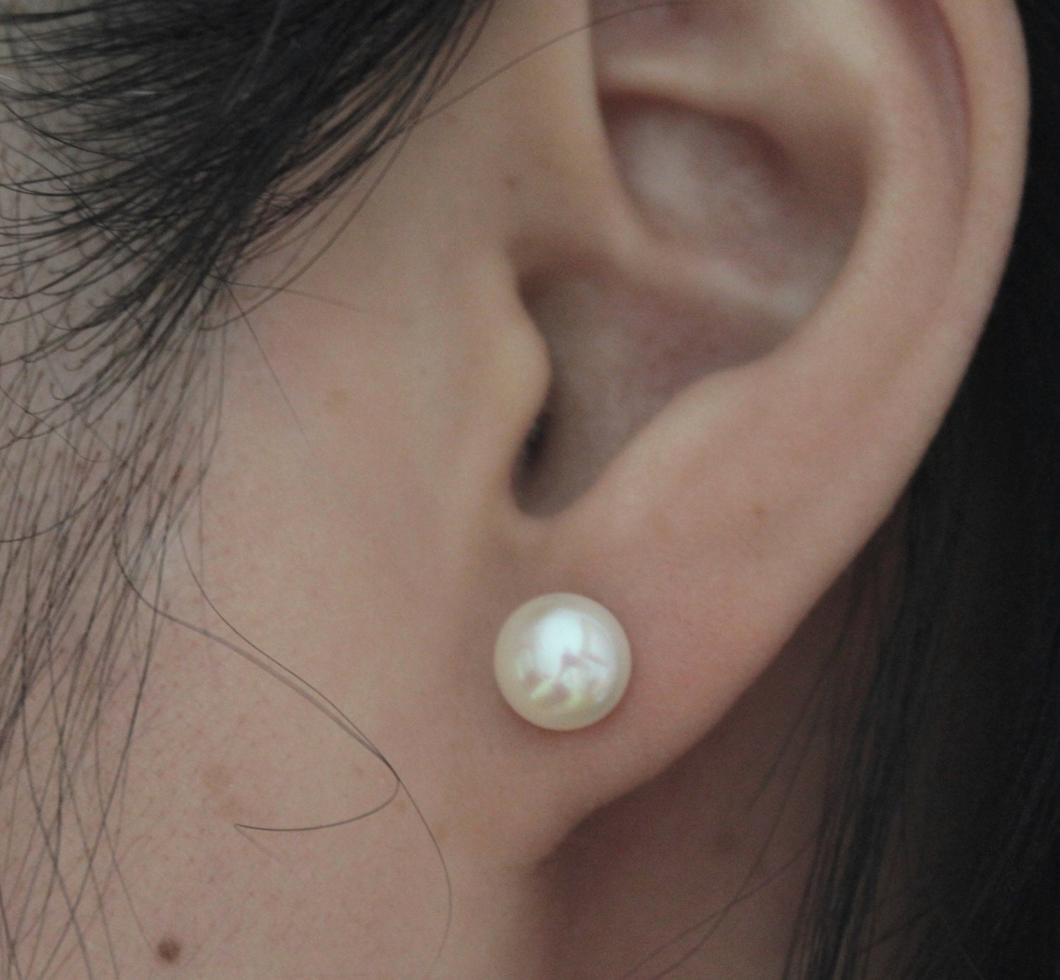 88.5mm Surgical Steel Pearl Stud Earrings Real Pearl Studs Etsy