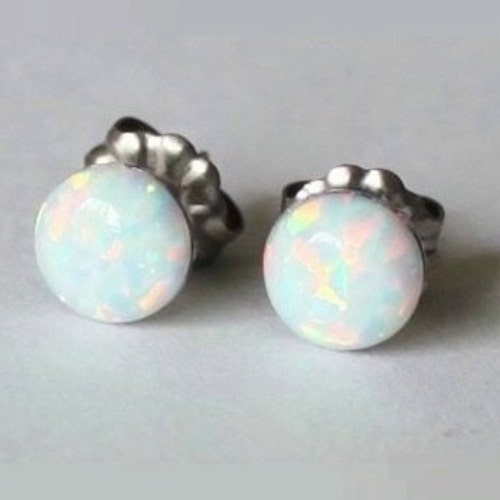HYPOALLERGENIC TITANIUM OPAL Stud Earrings Opal Earrings Etsy