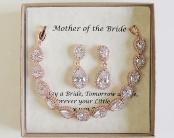 Conjunto personalizado de madre del novio Conjunto de madre de la novia Conjunto de joyas nupciales Regalo de boda para madres Suegra Pulsera grabada conjunto de regalo para mamá