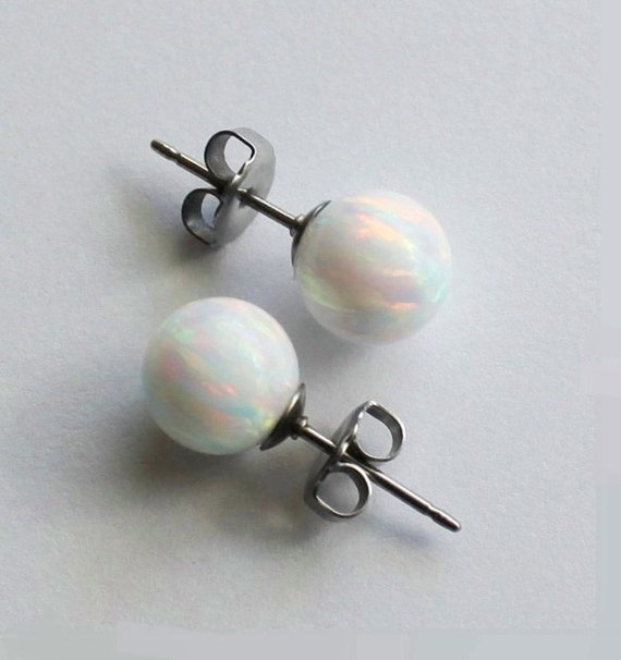Orecchini A Cerchio In Argento 925 Con Opale Bianco - Ipoallergenici, Regalo Ideale Per Donne E Ragazze (Diam. 16mm)
