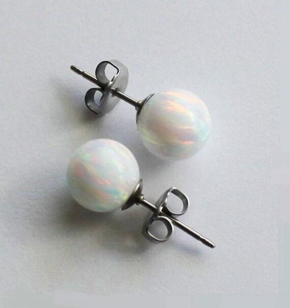 Orecchini A Cerchio In Argento 925 Con Opale Bianco - Ipoallergenici, Regalo Ideale Per Donne E Ragazze (Diam. 16mm)