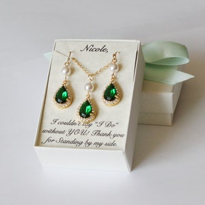Emerald bridesmaid jewelry set, Green Bridesmaid necklace earrings set, Emerald Bridesmaid earrings, Emerald earrings, Emerald wedding