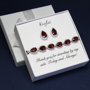 Burgundy bridesmaid bracelet earrings Bridesmaid gift Dark red wedding gift Bridesmaid earrings Bridesmaid necklace burgundy red jewelry XY1