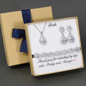 Engraved Bridesmaid Earrings Bridesmaid Jewelry Set Bridal - Etsy