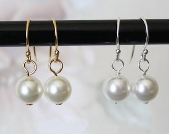 Set of 9 pairs bridesmaids pearl earrings- Pearl drop earrings-Sterling Silver earrings- Bridesmaid earring- Rose gold pearl earrings Bridal