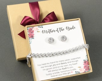 Mom Real Pearl Gift SET to My Mother on My Wedding Day Mom Gift