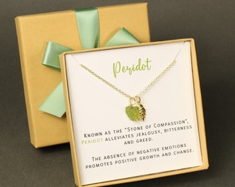 Natural Peridot raw stone necklace August birthstone necklace Birthday gift Peridot necklace Mother Sister in law Niece Graduation Valentine