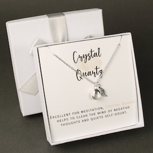 Crystal quartz necklace April birthstone necklace Crystal pendant necklace Personalized initial necklace Christmas gift family Sister Friend