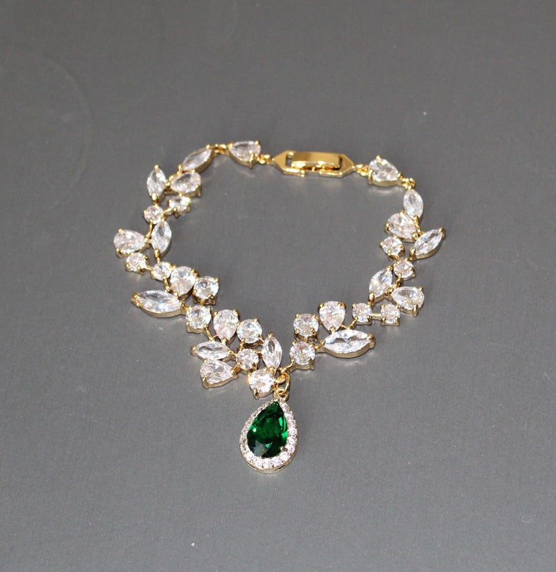 Plommonlila brudsmyckeset: Halsband, örhängen och armband med kubisk zirkonia bild 7