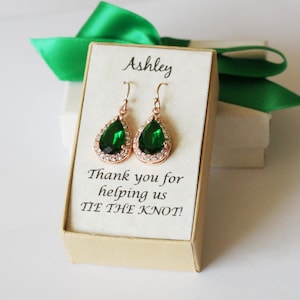 Emerald green bridesmaid earrings, Tear drop earrings, Bridesmaid gift, Bridesmaid necklace earring set, Bridesmaid jewelry, Emerald earring