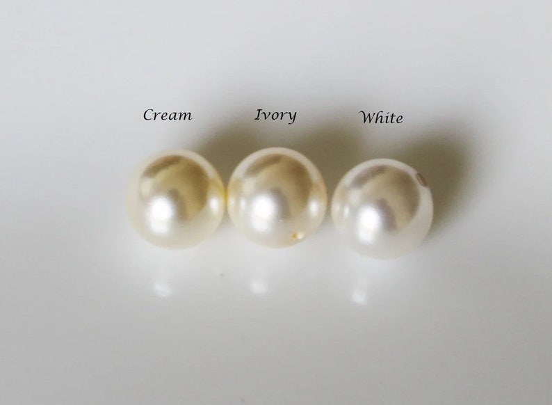 Clip en pendientes de perlas Swarovski Clip en tachuelas de perlas Orejas no perforadas Pendiente de dama de honor Regalo de fiesta nupcial Clip en pendiente Color personalizado imagen 3