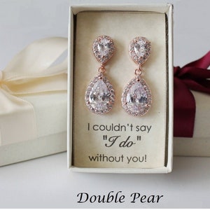 Custom personalized bridesmaid gift Engraved bridesmaid earrings Tear drop bridesmaid earring round earring gift custom message ribbon color image 4