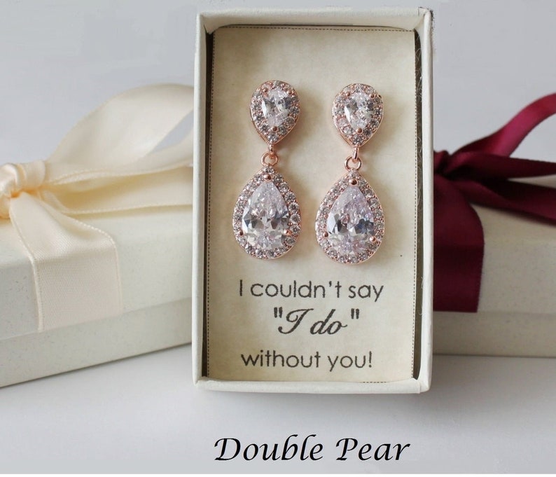 Custom personalized bridesmaid gift Engraved bridesmaid earrings Tear drop bridesmaid earring round earring gift custom message ribbon color image 4