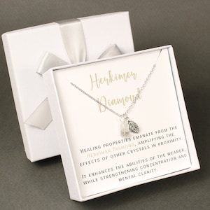 Herkimer diamond raw stone necklace Sterling silver April birthstone necklace Quartz Birthday gift Christmas Graduation Niece monogram