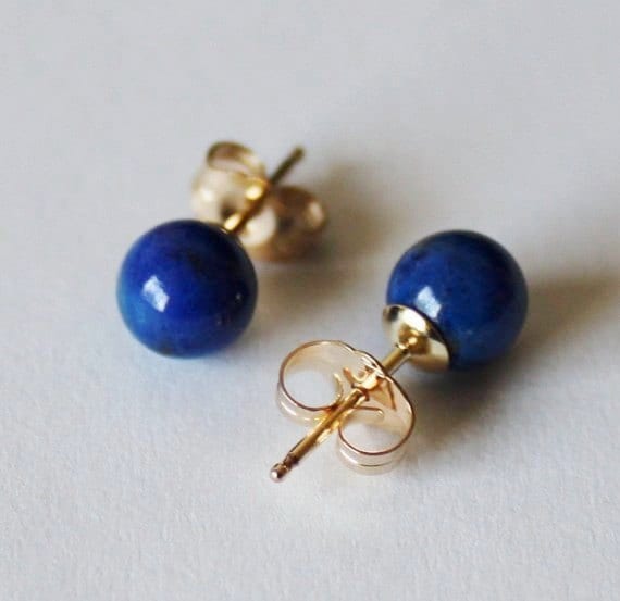 Lapis Lazuli Earrings Yellow Gold - State St. Jewelers